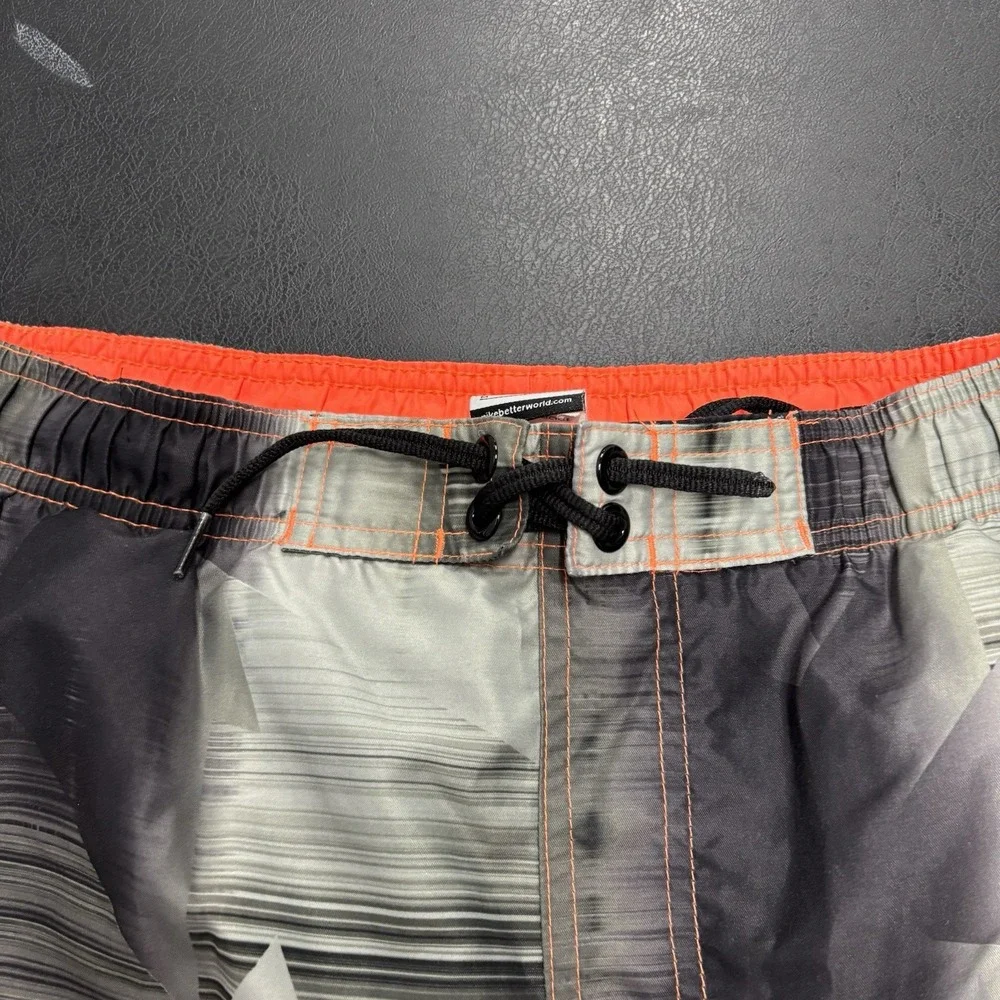 Nike‎ Men's Board Short Orange Gray Size Medium Drawstring Swim Trunks